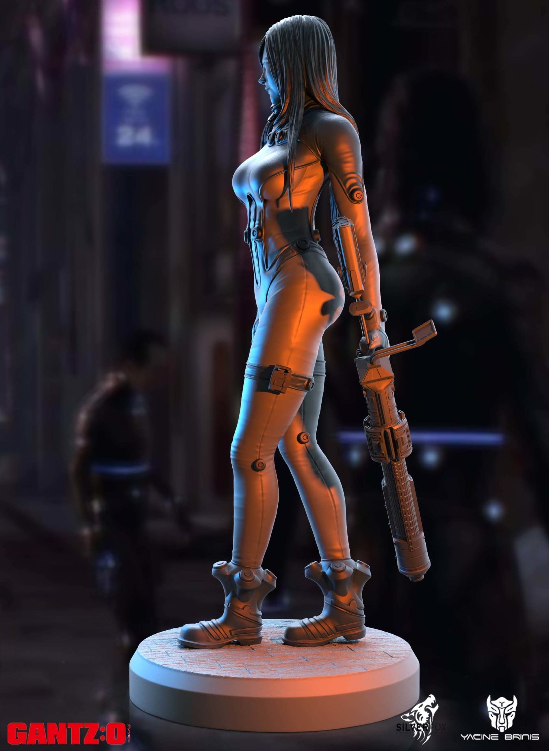 Gantz 3D Model statue of woman holding sword 3D print model_48