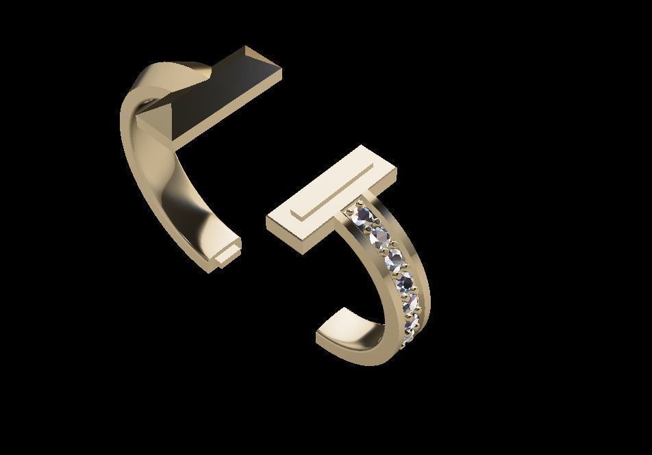 Ring Tiffany with diamonds 3D print model 3D print model_7