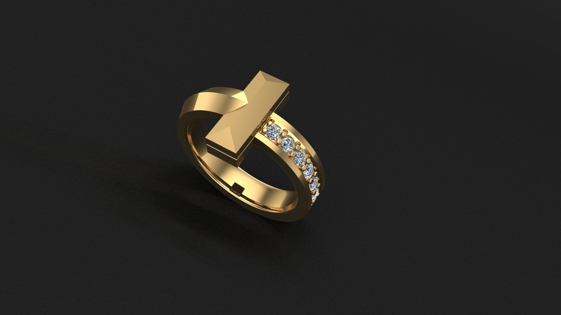 Ring Tiffany with diamonds 3D print model 3D print model_2