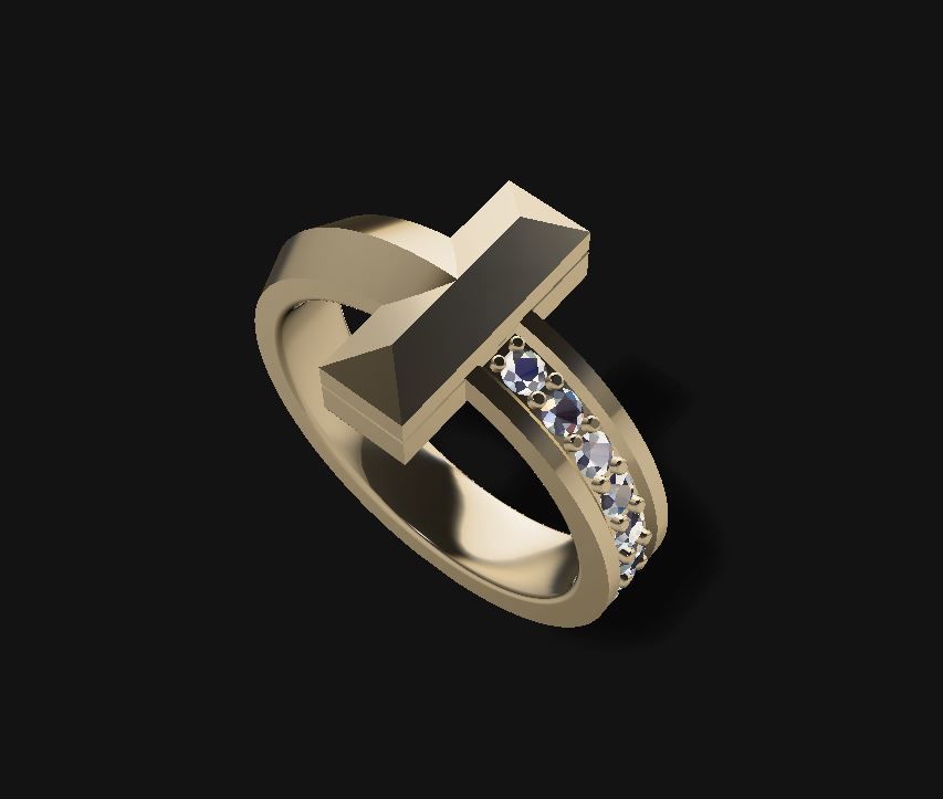 Ring Tiffany with diamonds 3D print model 3D print model_1