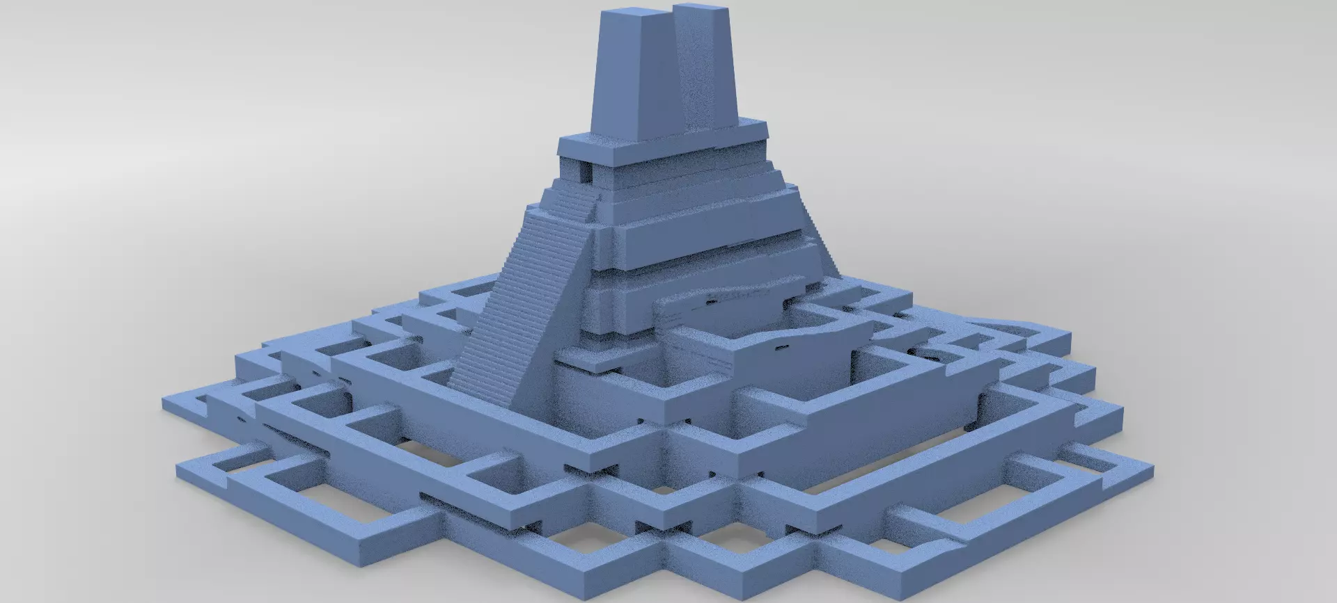 Aztec Ritual Maze With Pyramid 3D model_0