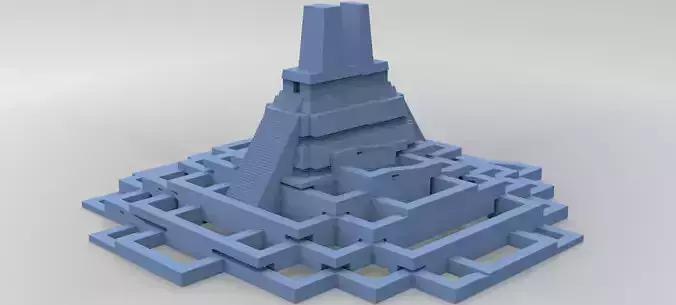 Aztec Ritual Maze With Pyramid