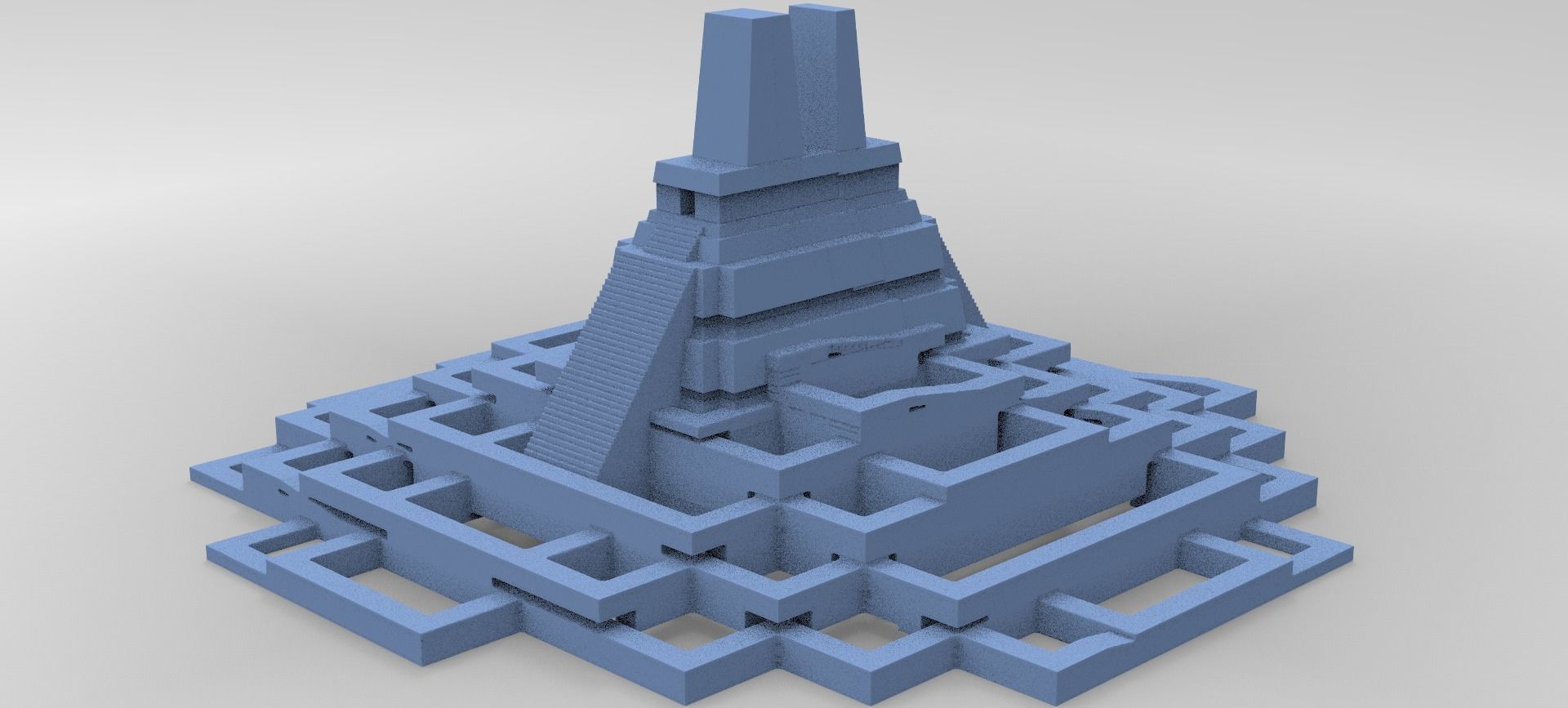 Aztec Ritual Maze With Pyramid 3D model_1