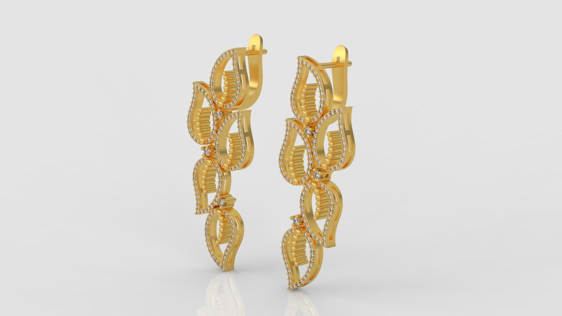 Earrings diamond 3d print model A98 3D print model_5