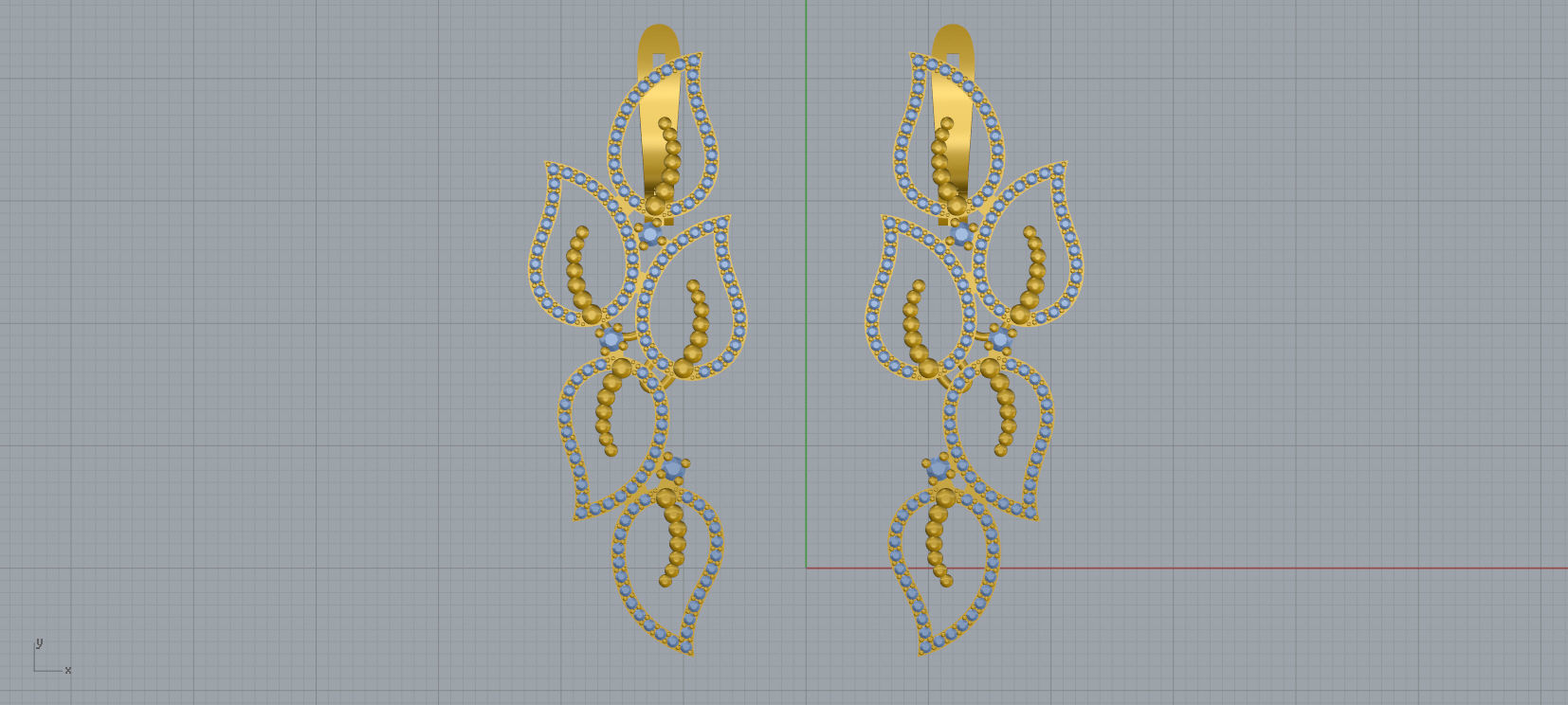 Earrings diamond 3d print model A98 3D print model_9