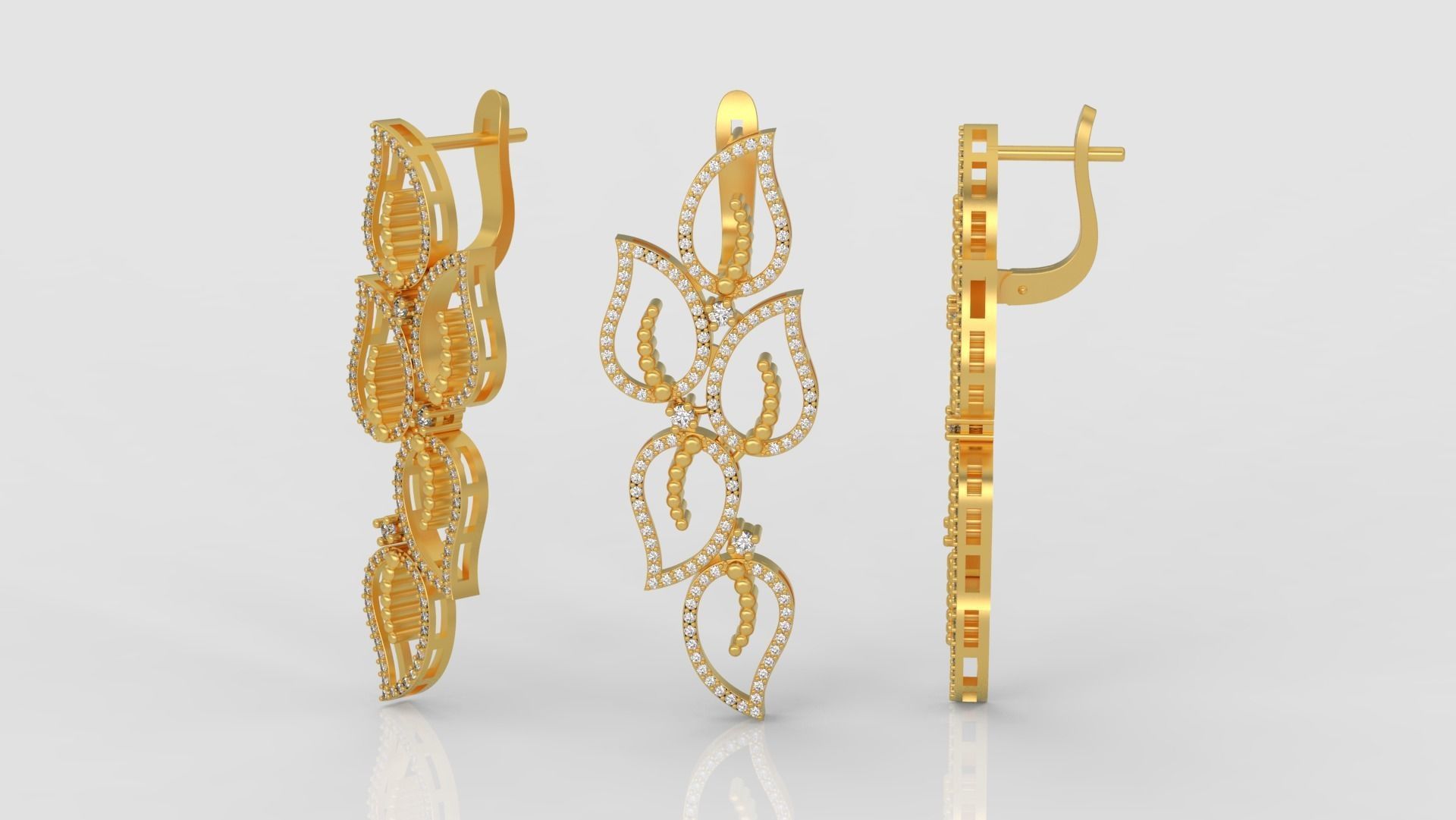 Earrings diamond 3d print model A98 3D print model_2