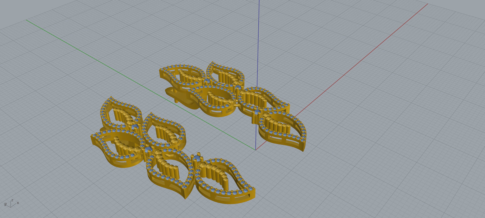 Earrings diamond 3d print model A98 3D print model_12