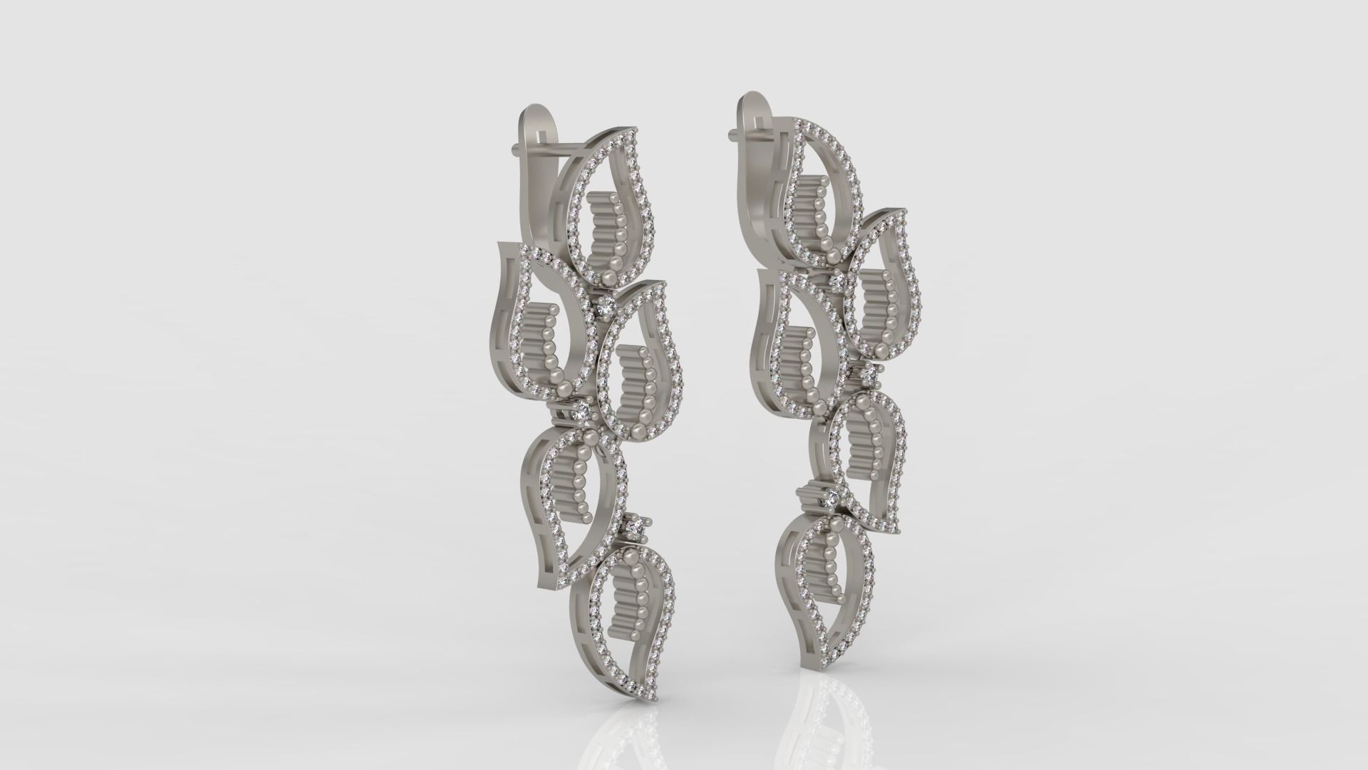 Earrings diamond 3d print model A98 3D print model_4