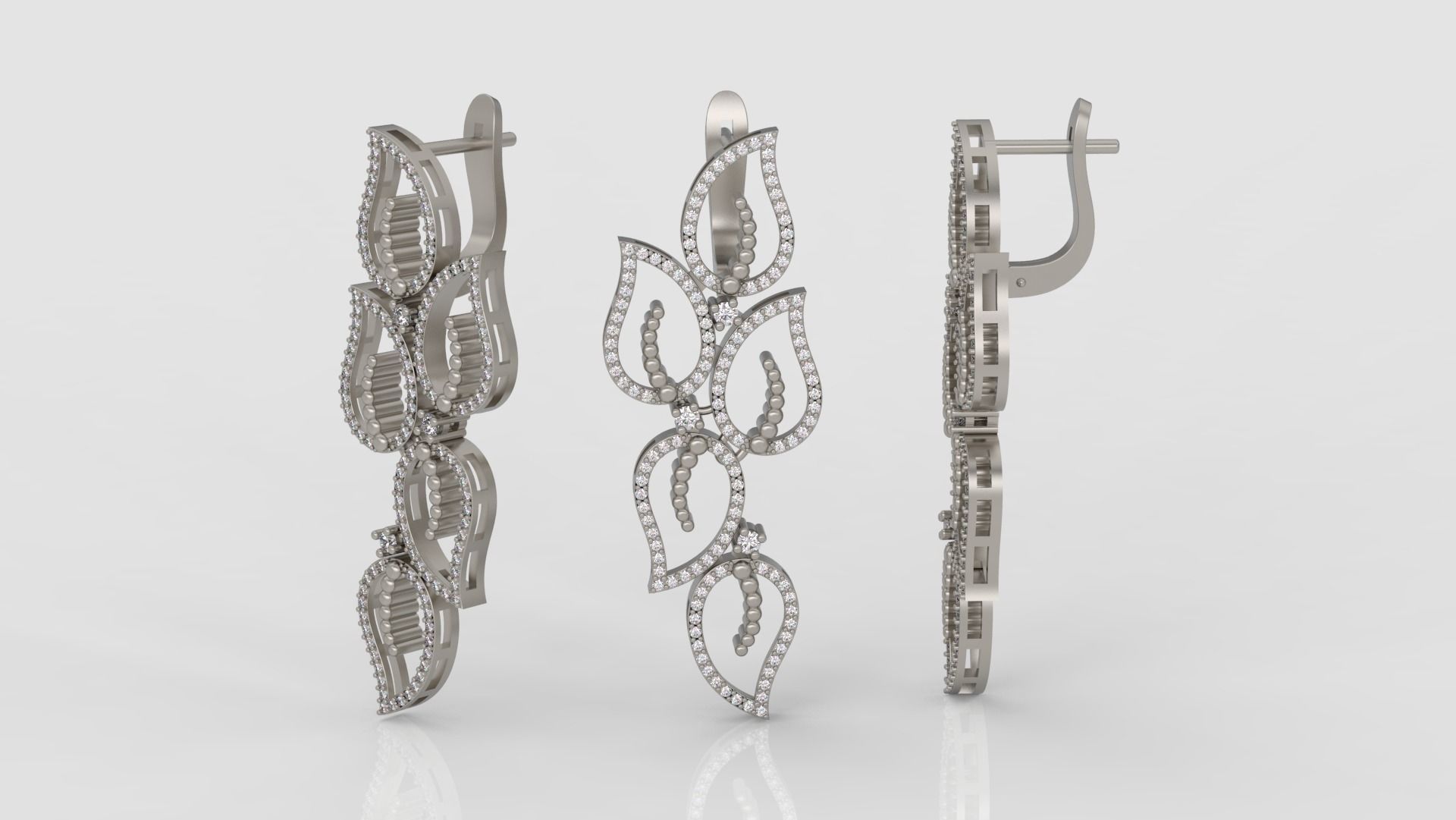 Earrings diamond 3d print model A98 3D print model_3