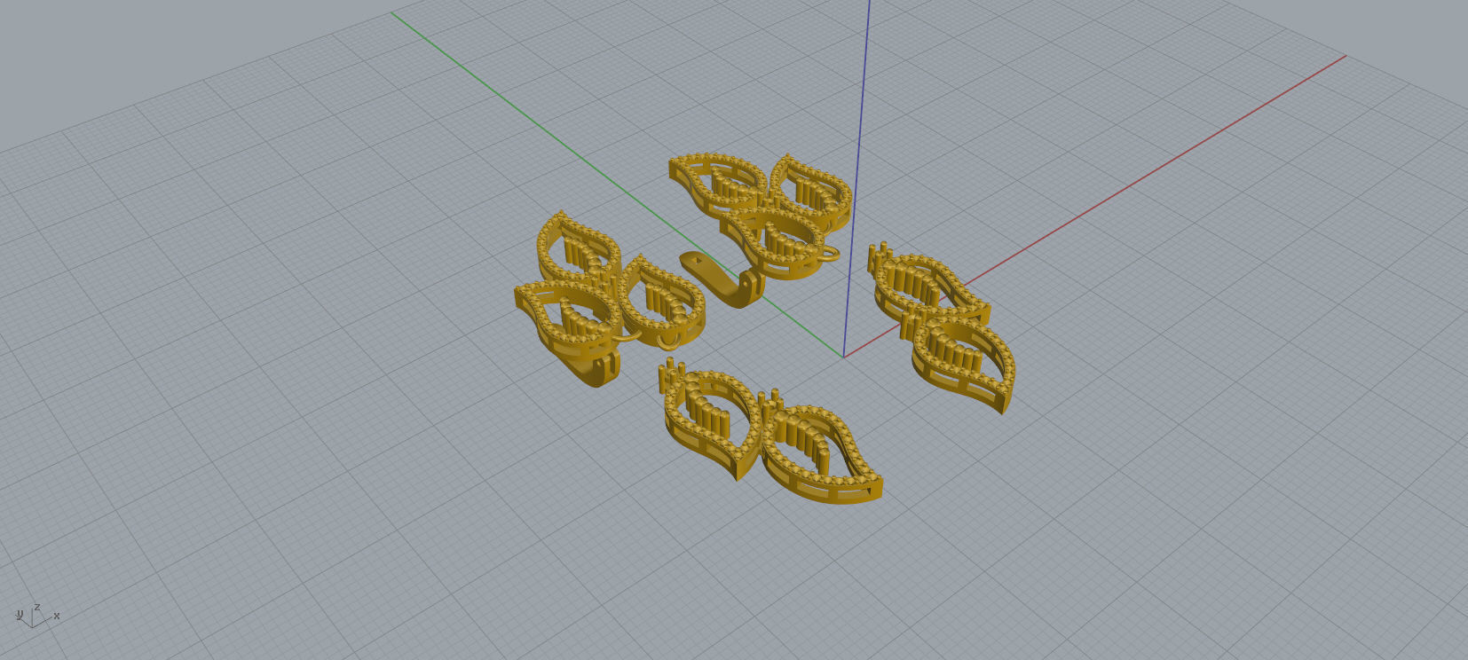 Earrings diamond 3d print model A98 3D print model_15