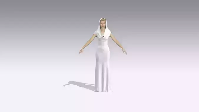 DRESS DRAPED COLLAR NECKLINE COLOR PURE WHITE FABRIC 3D model