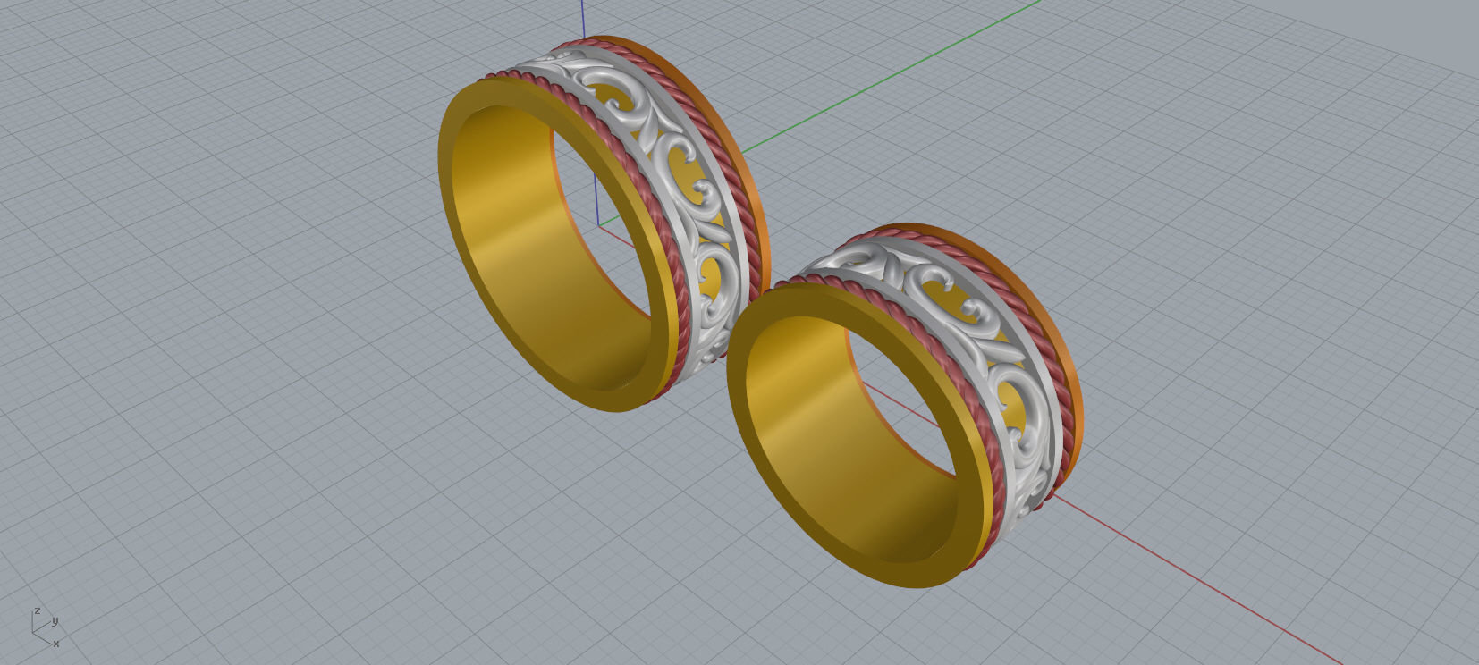 Wedding rings 3d print model A99 3D print model_15