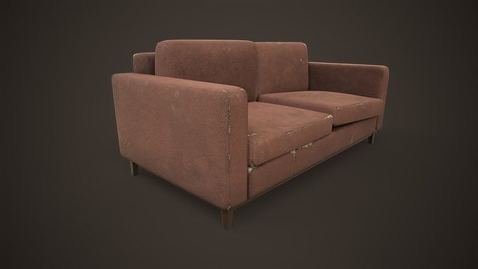Shabby sofa Low-poly 3D model 4