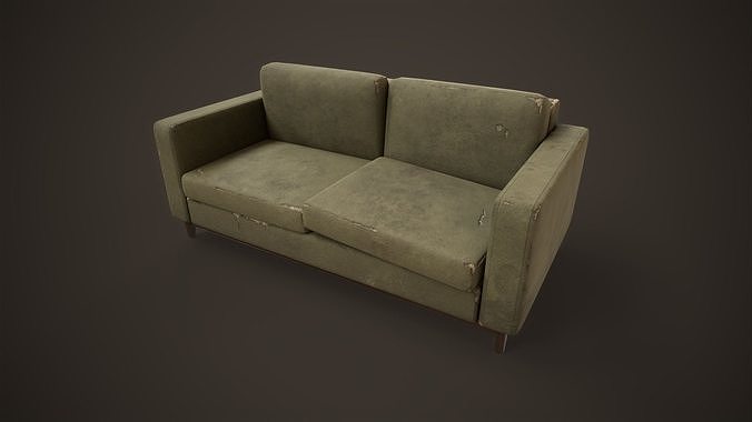 Shabby sofa Low-poly 3D model 2