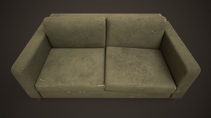 Shabby sofa Low-poly 3D model 7