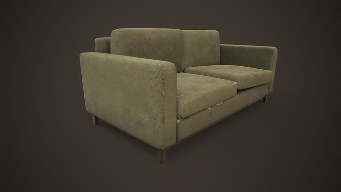 Shabby sofa Low-poly 3D model 5