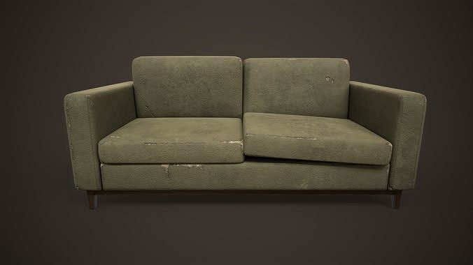 Shabby sofa Low-poly 3D model 6