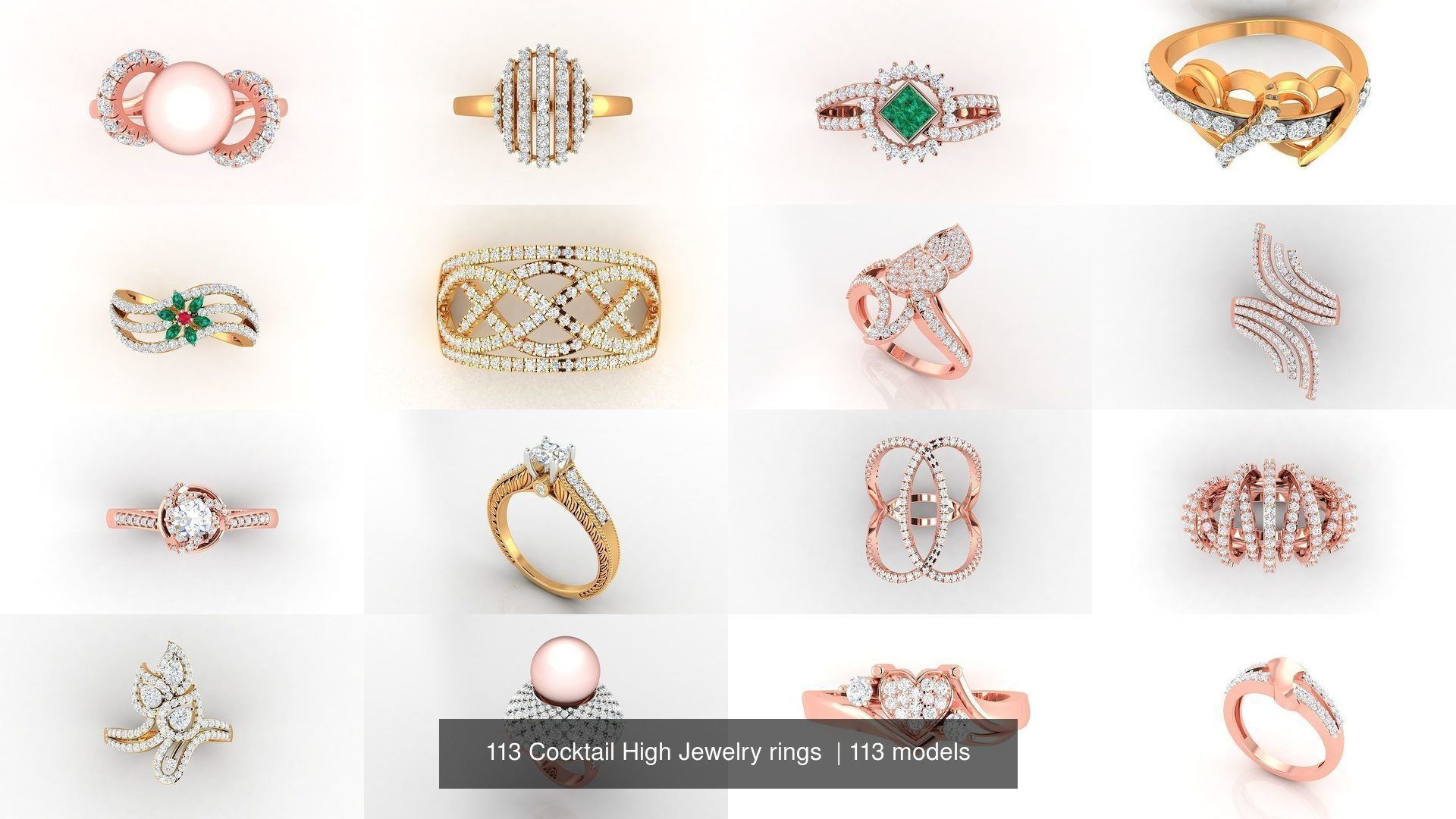 113 Cocktail High Jewelry rings  3D Model Collection_16