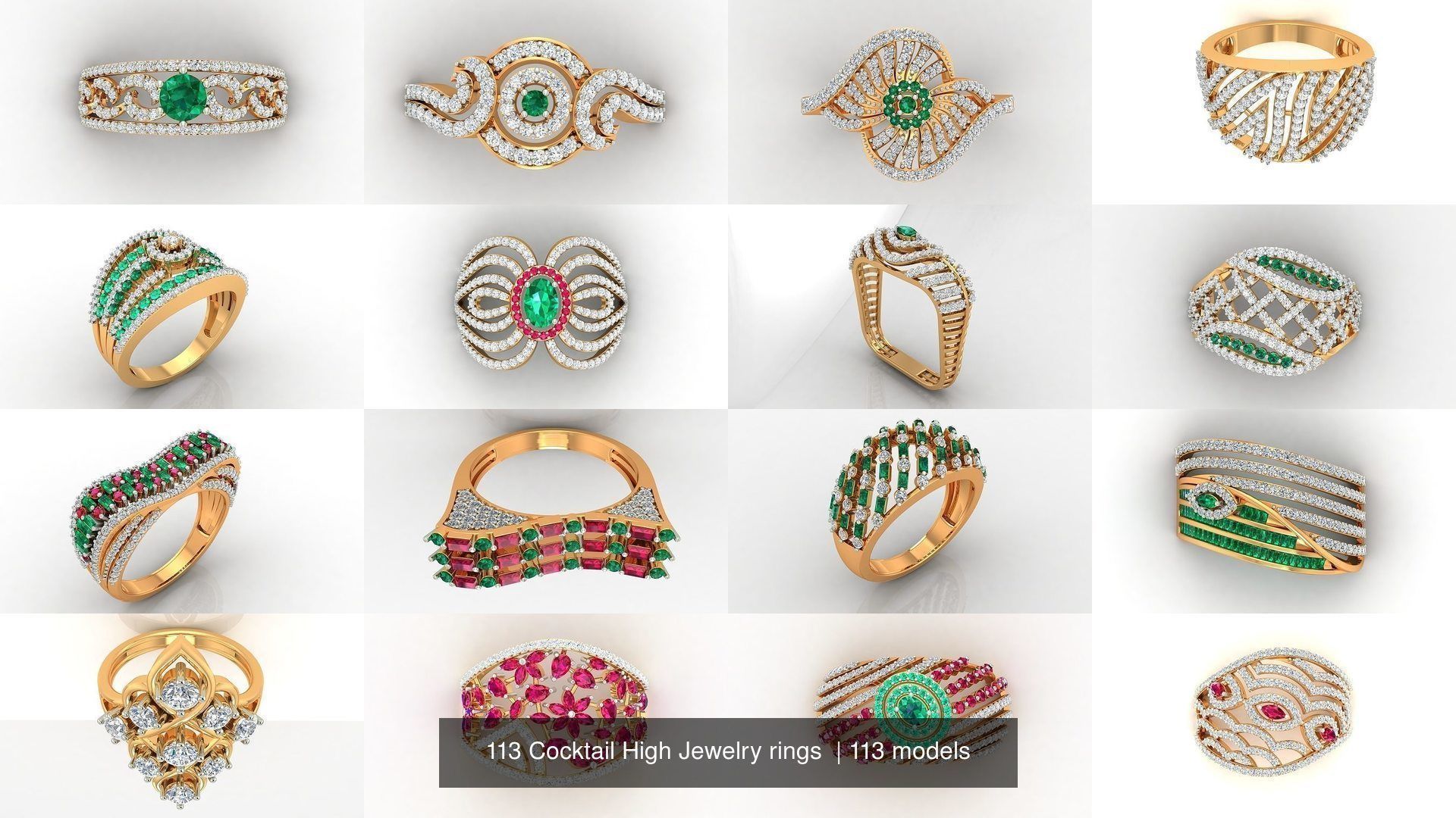 113 Cocktail High Jewelry rings  3D Model Collection_11