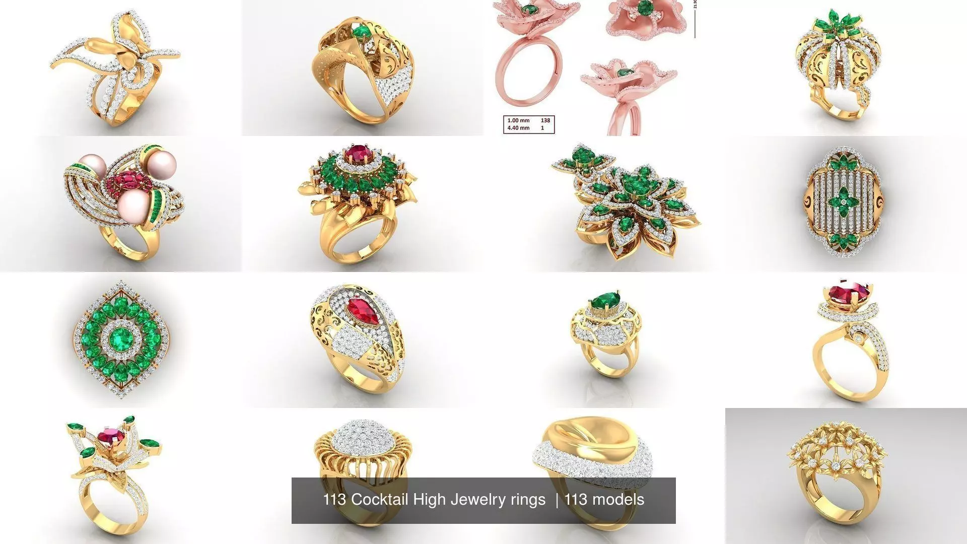 113 Cocktail High Jewelry rings  3D Model Collection_1