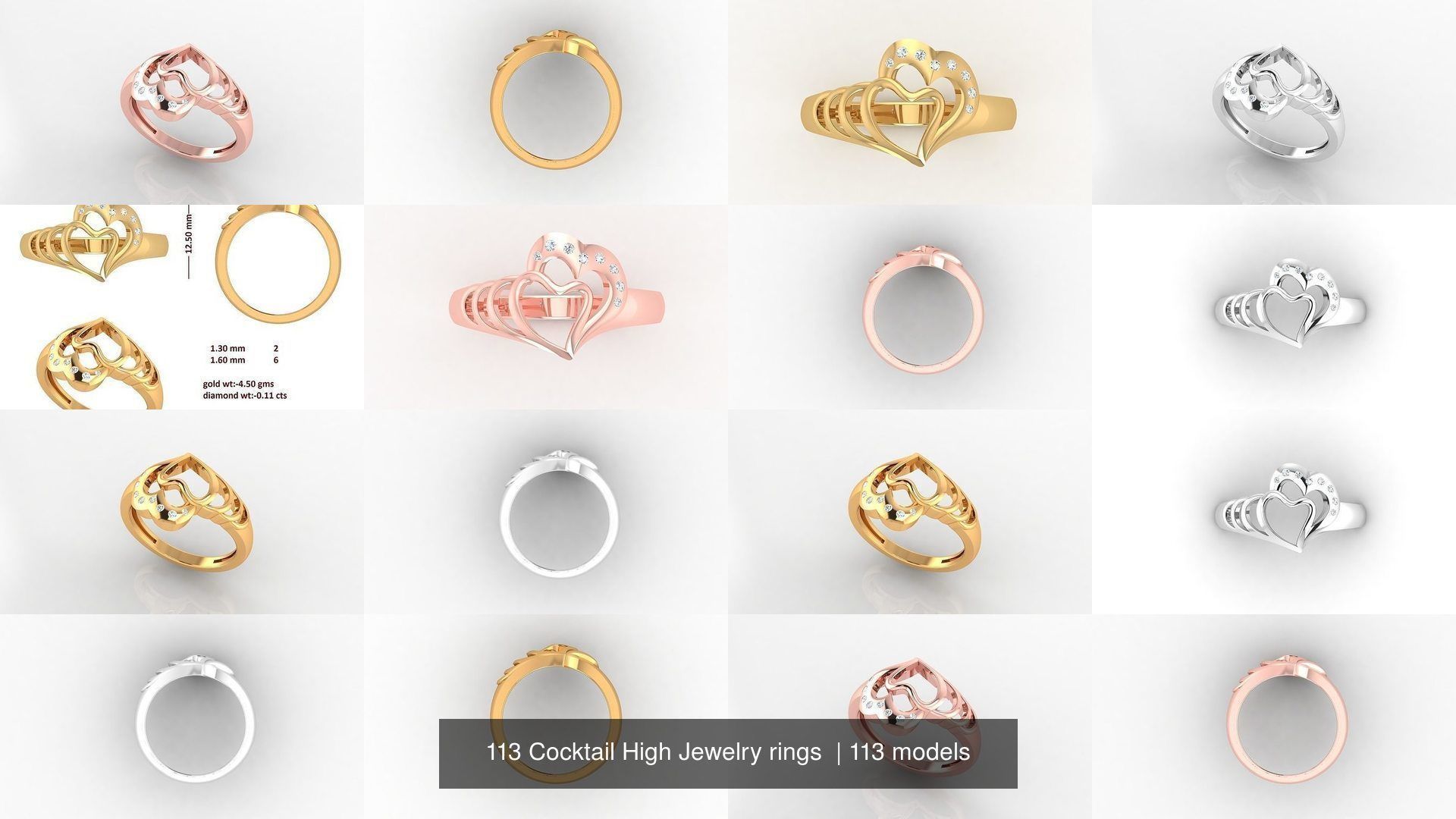113 Cocktail High Jewelry rings  3D Model Collection_20