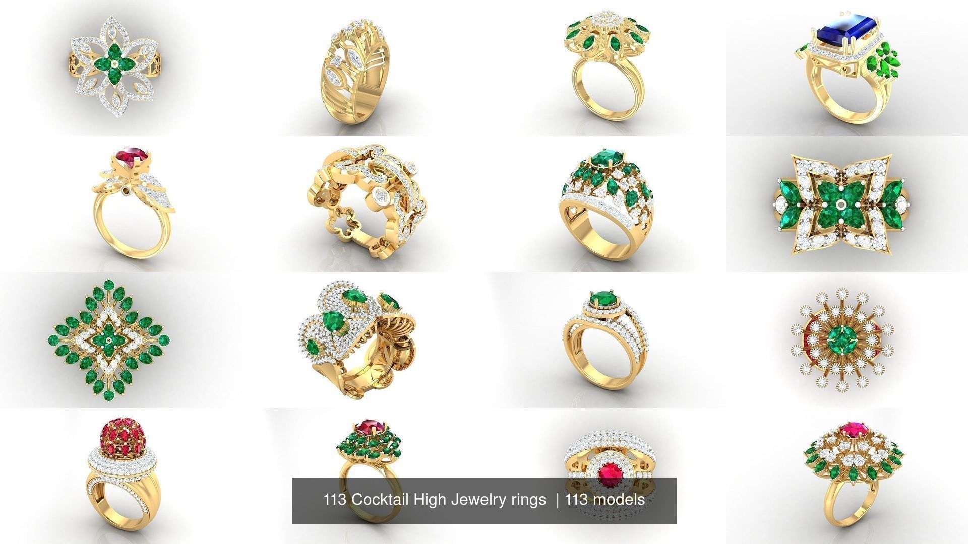 113 Cocktail High Jewelry rings  3D Model Collection_6