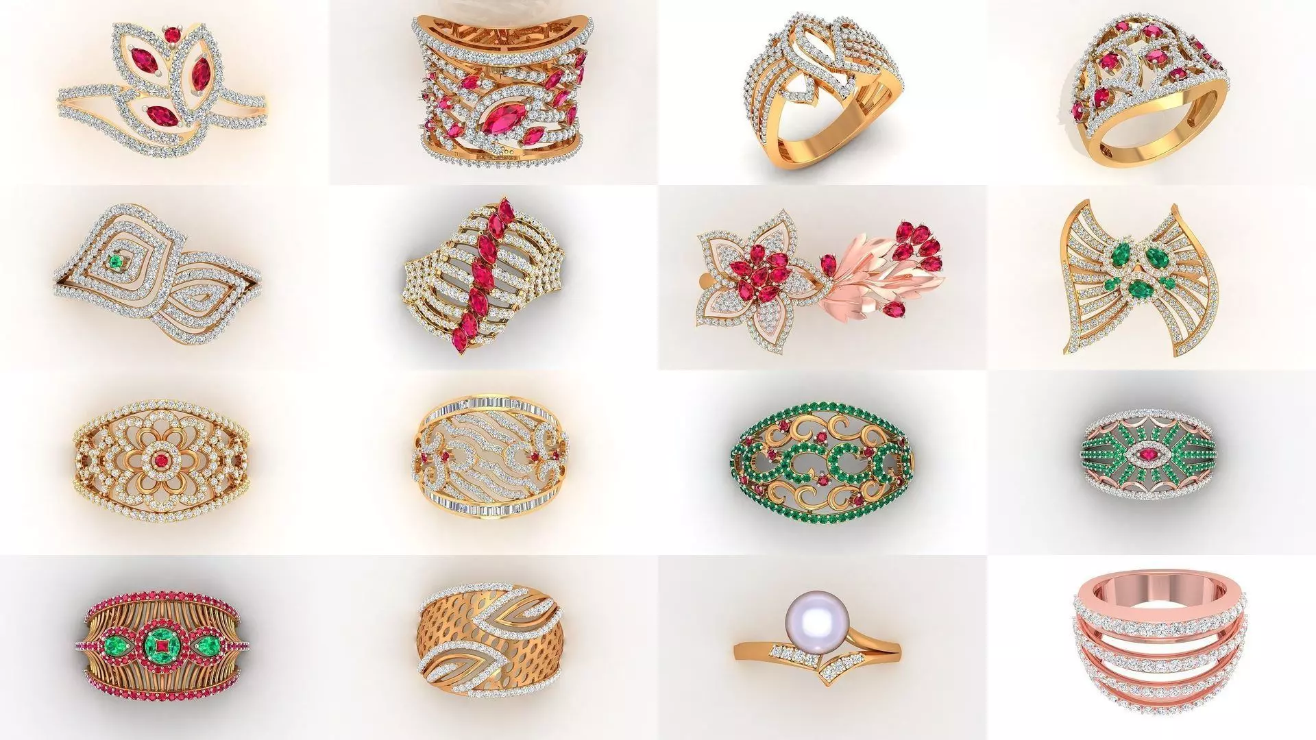 113 Cocktail High Jewelry rings  3D Model Collection_0