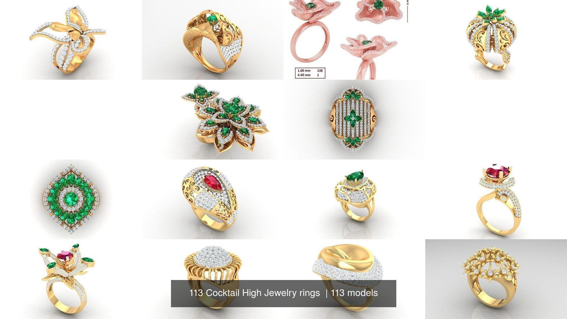 113 Cocktail High Jewelry rings  3D Model Collection_21