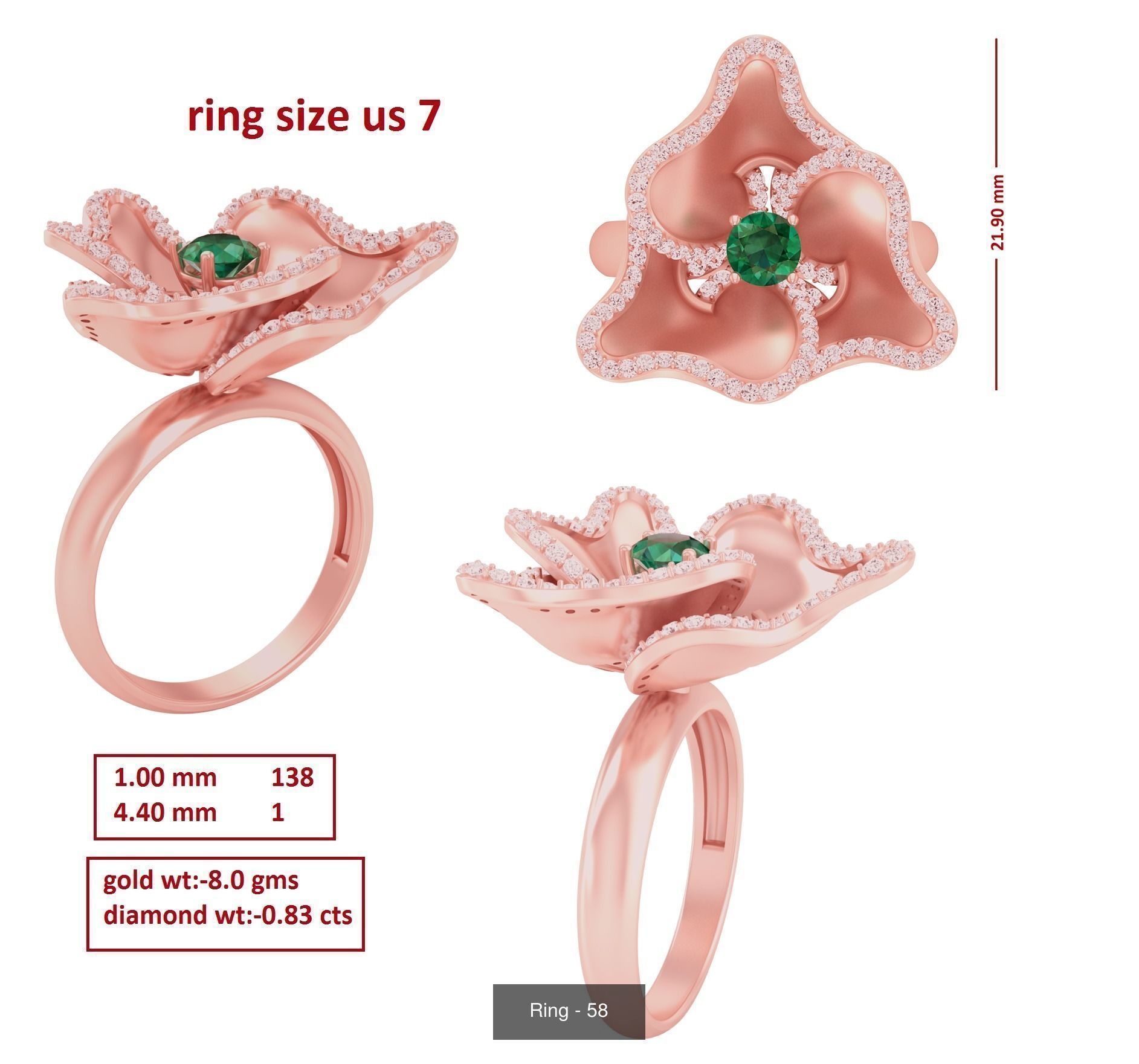 113 Cocktail High Jewelry rings  3D Model Collection_24