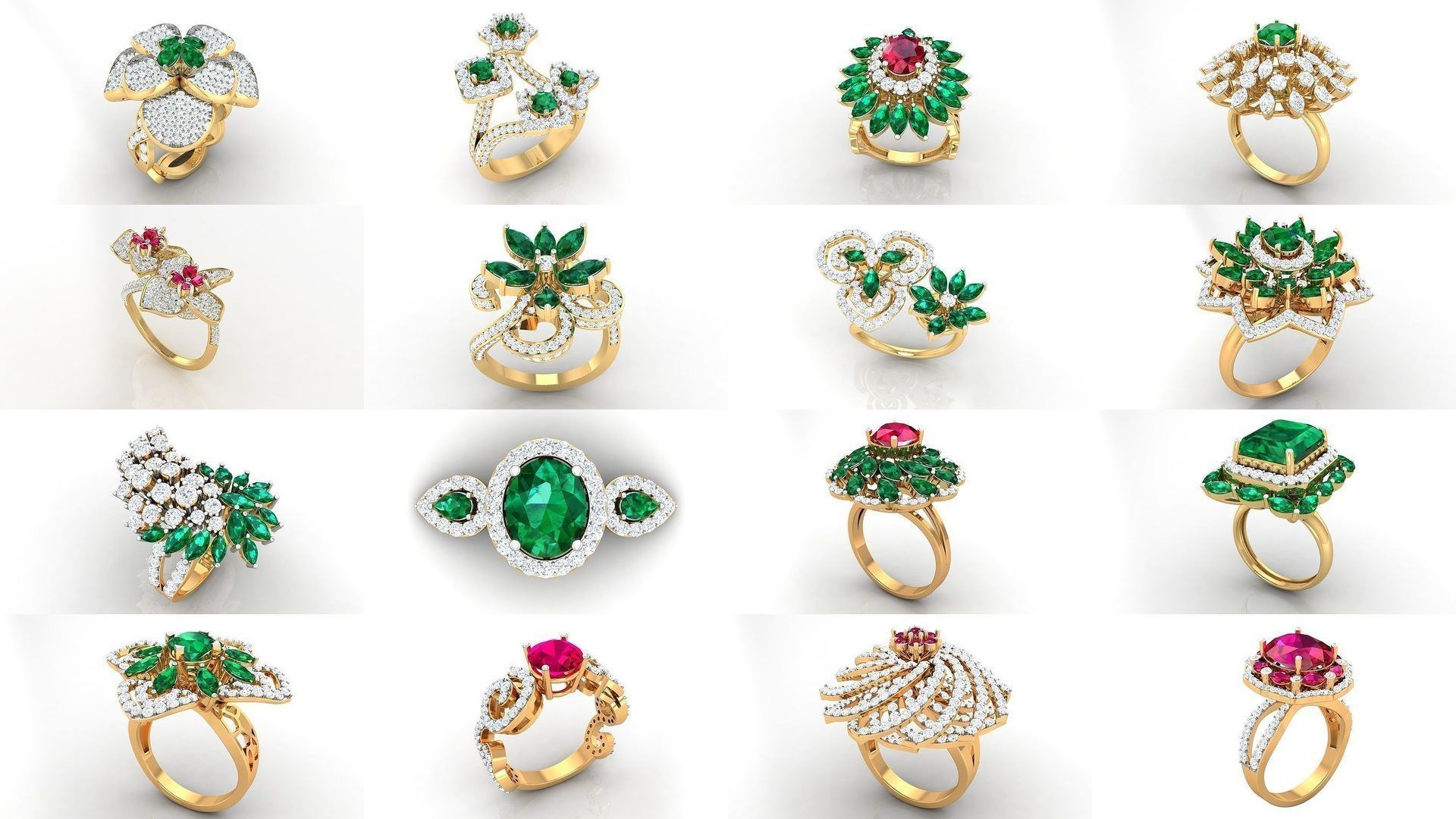 113 Cocktail High Jewelry rings  3D Model Collection_9