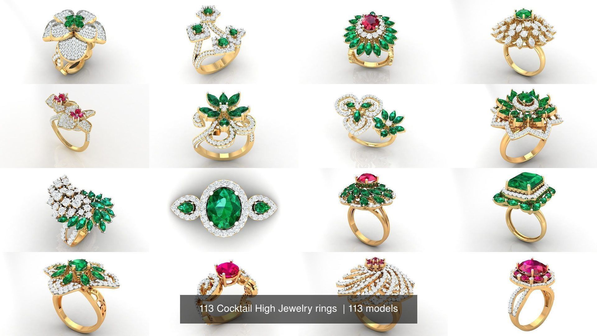 113 Cocktail High Jewelry rings  3D Model Collection_4