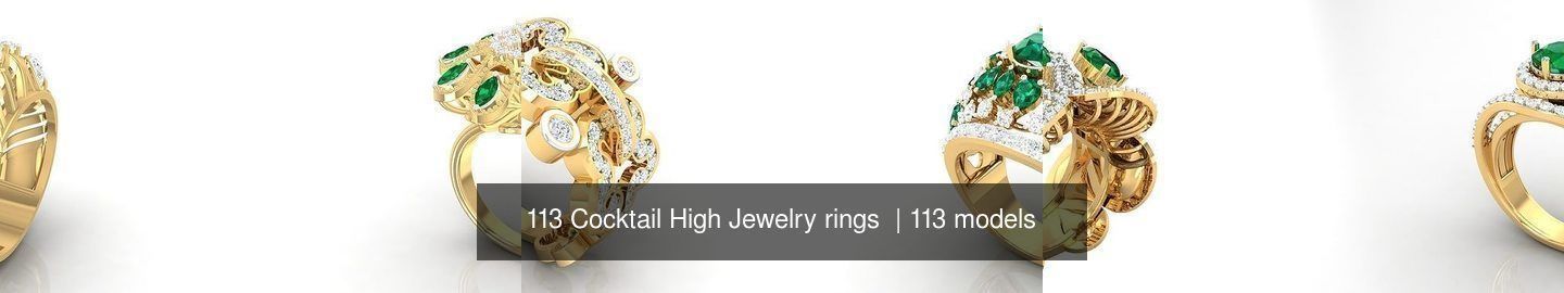 113 Cocktail High Jewelry rings  3D Model Collection_3