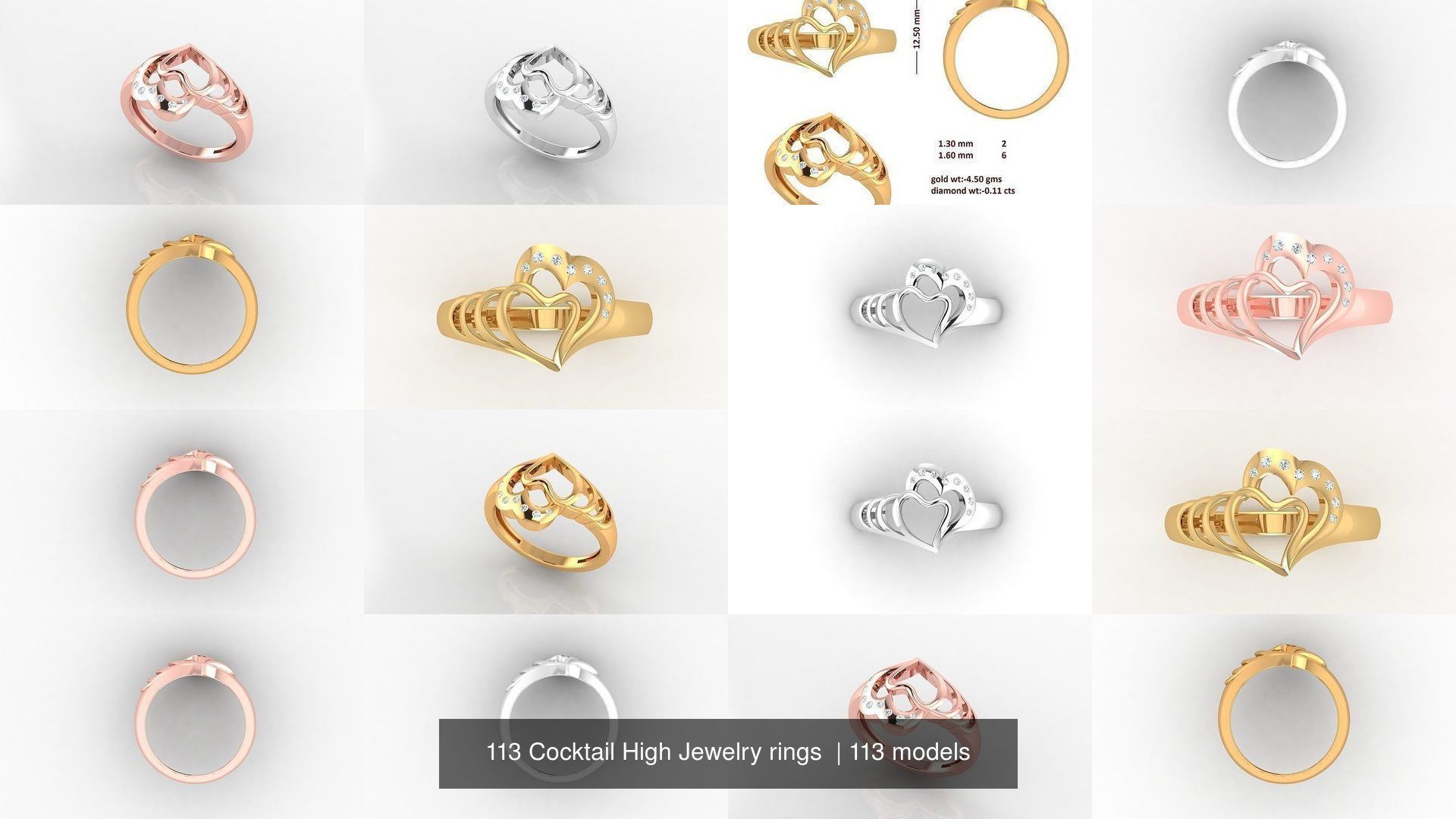 113 Cocktail High Jewelry rings  3D Model Collection_19