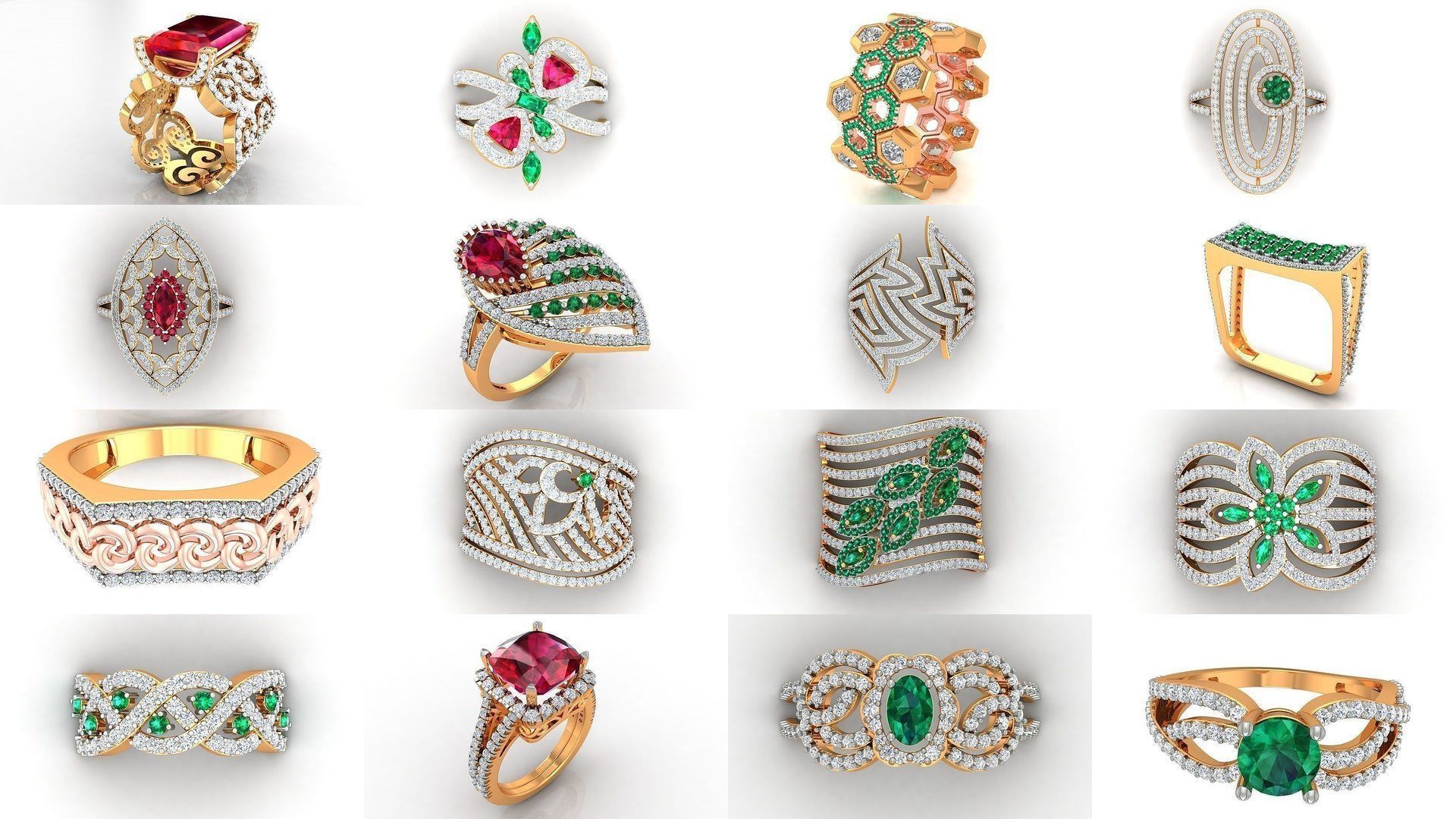 113 Cocktail High Jewelry rings  3D Model Collection_12