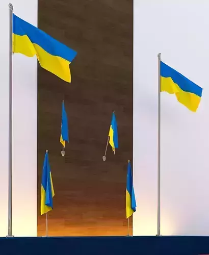 Ukraine flag Low-poly 3D model
