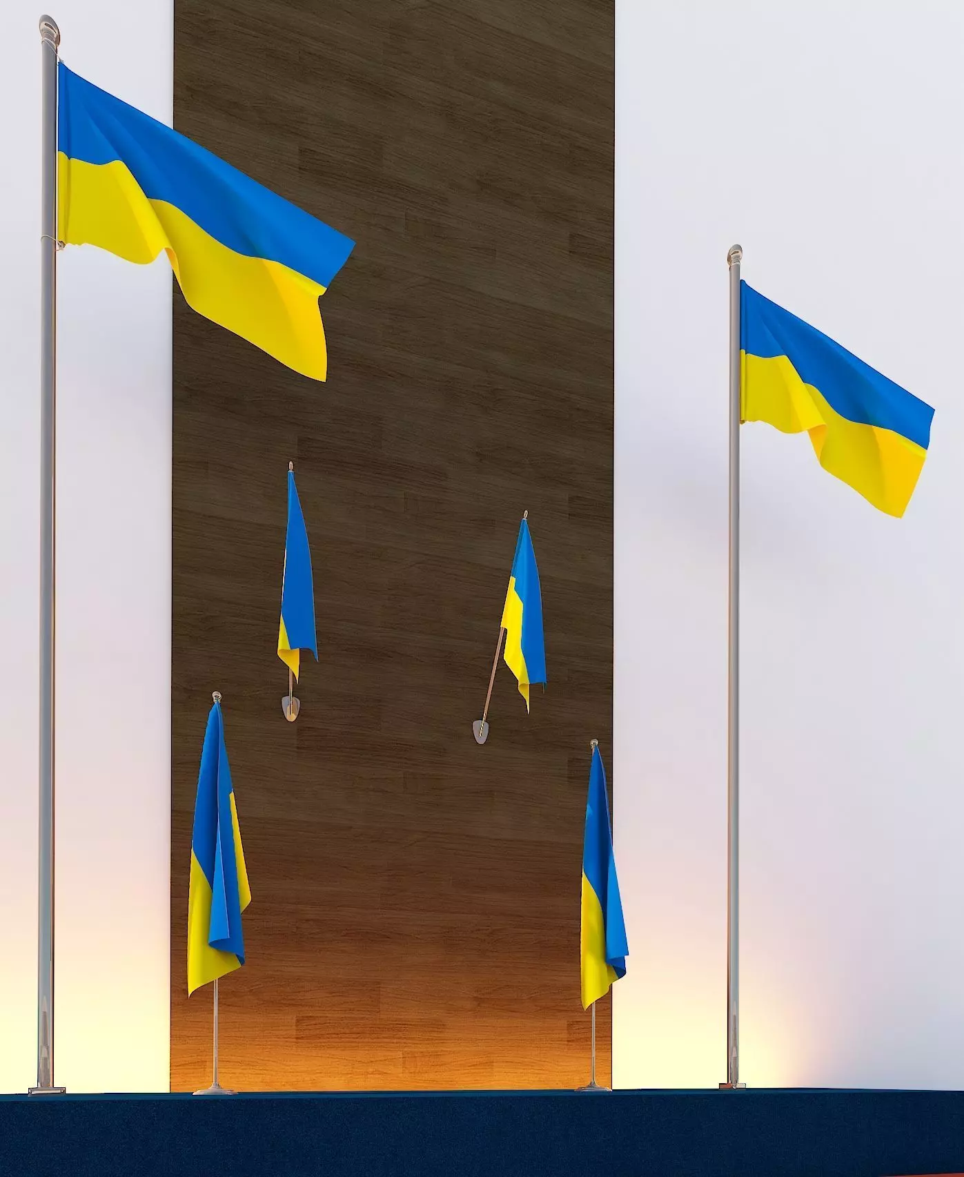 Ukraine flag Low-poly 3D model_0