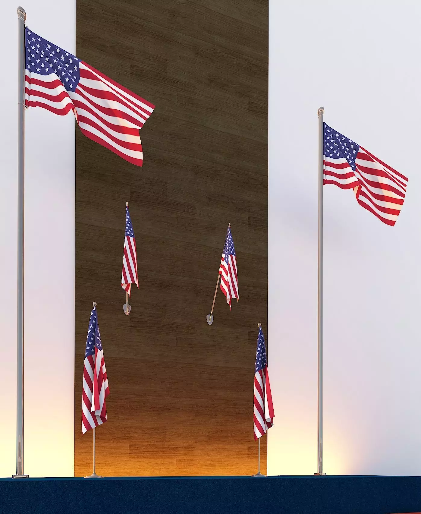 USA FLAG Low-poly 3D model_0