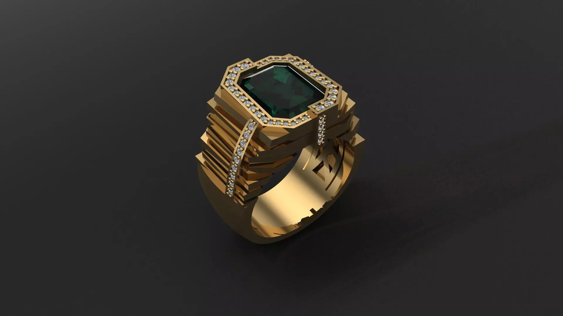 Ring for Men with Emerald stone 3D print model