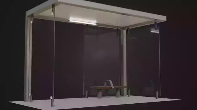 Japanese Bus stop 02 Low-poly 3D model