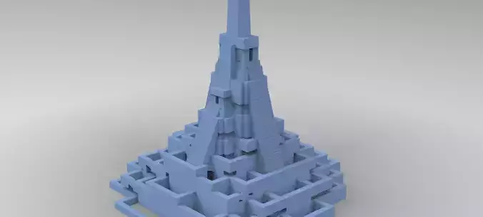 Aztec Ritual Maze With Pyramid 4 3D model