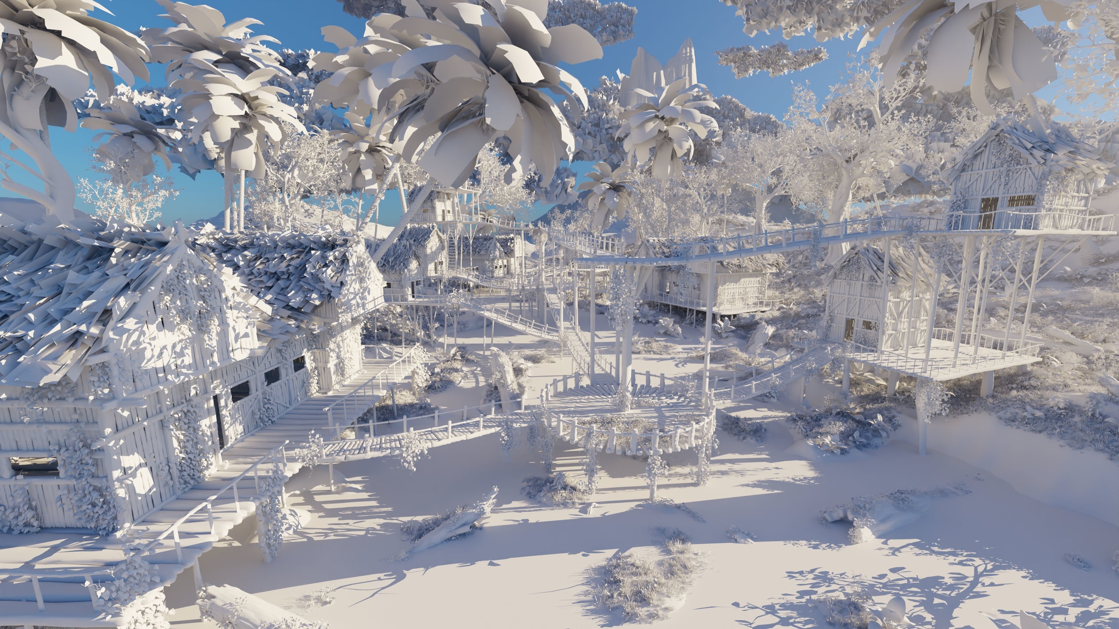 Riverside Village Scene 3D model_20