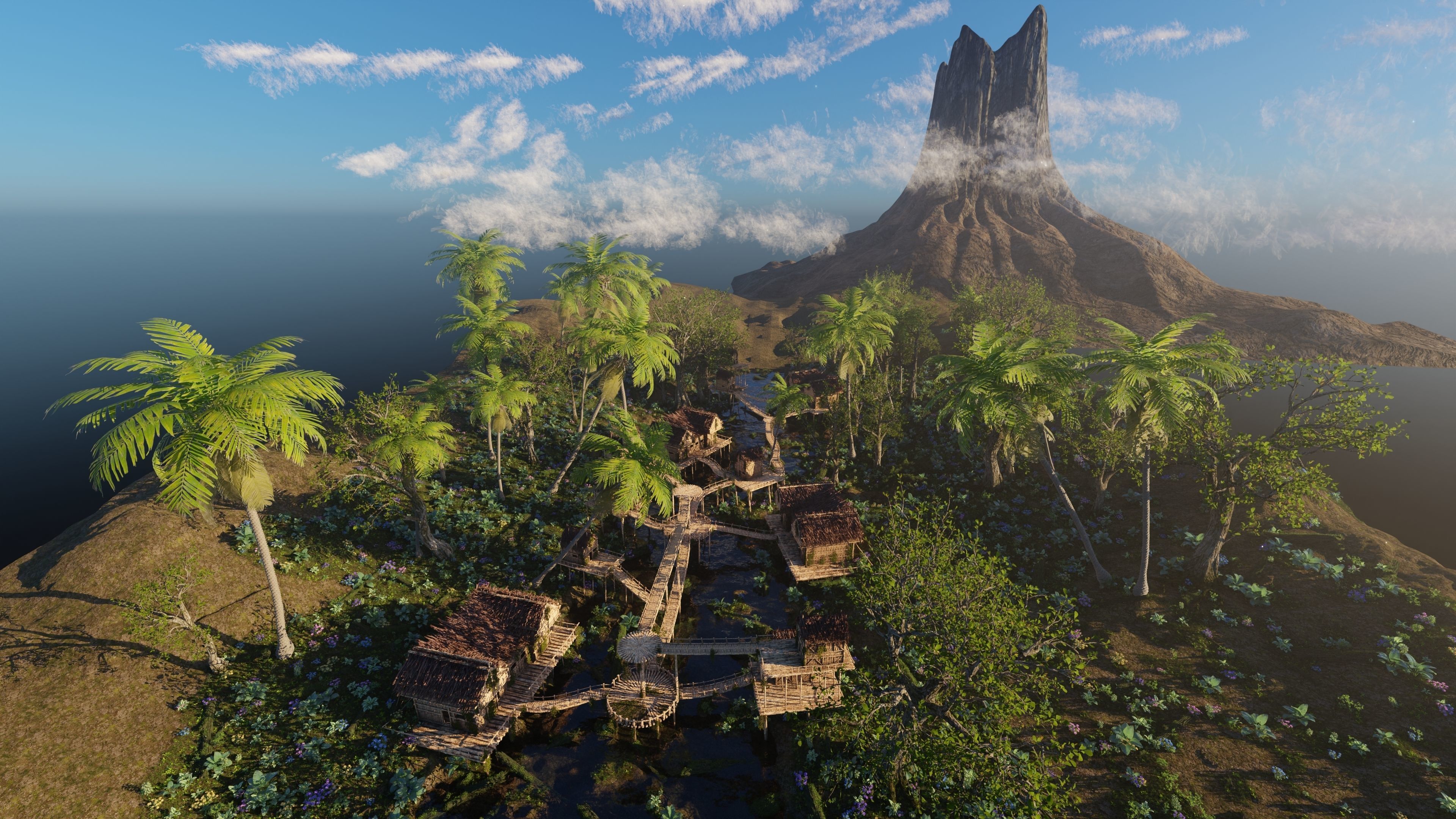 Riverside Village Scene 3D model_17