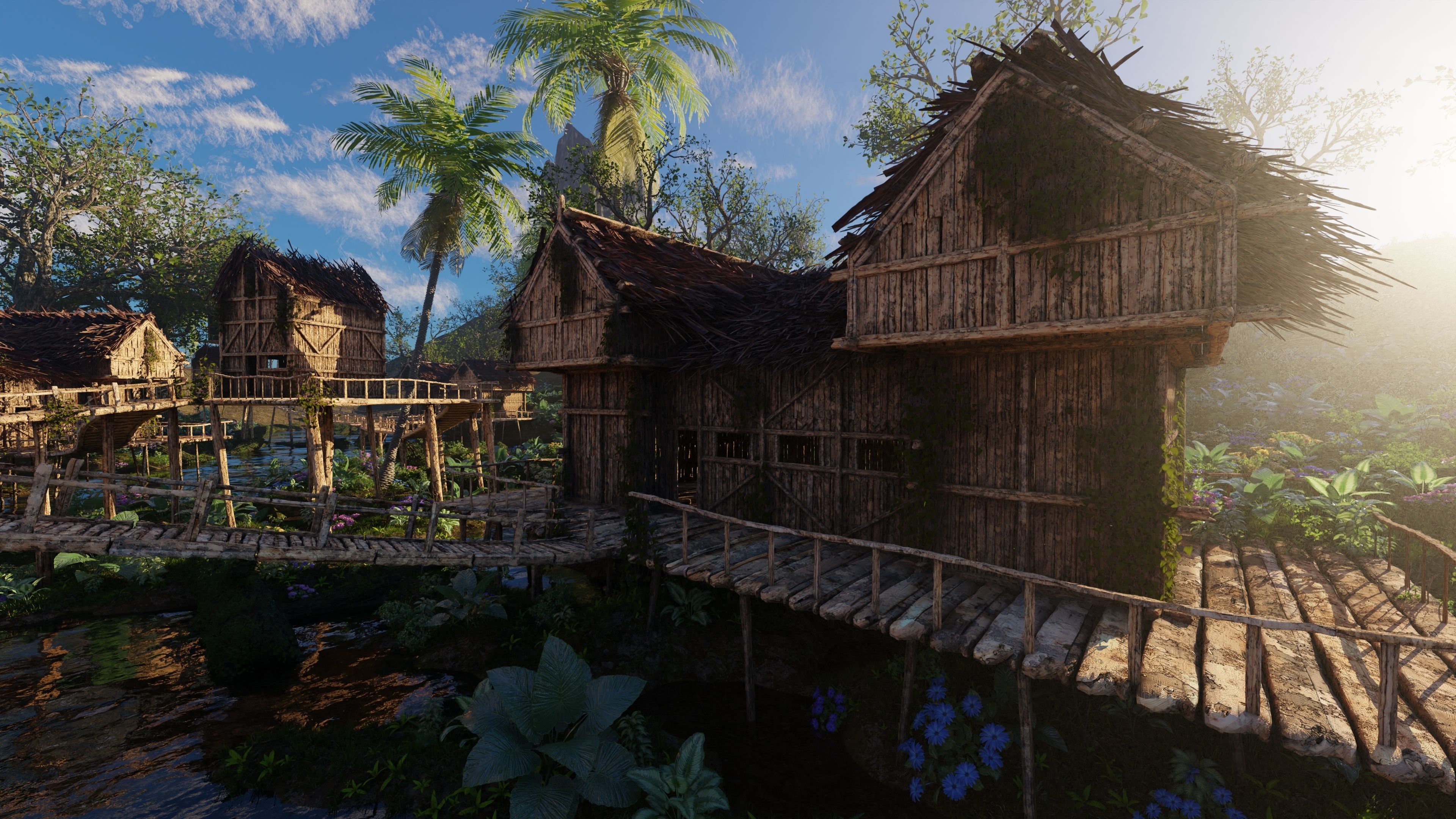 Riverside Village Scene 3D model_10