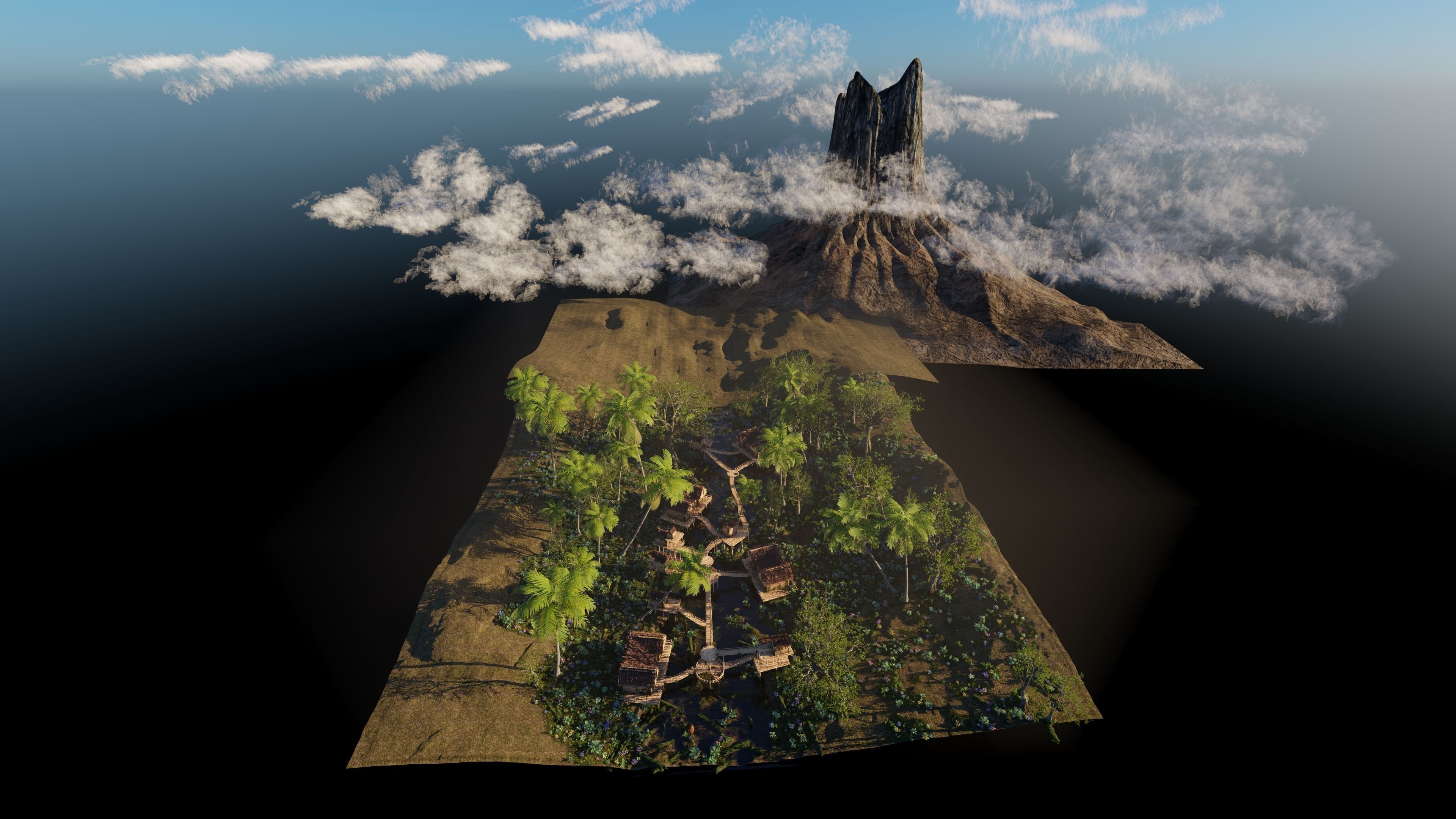 Riverside Village Scene 3D model_19