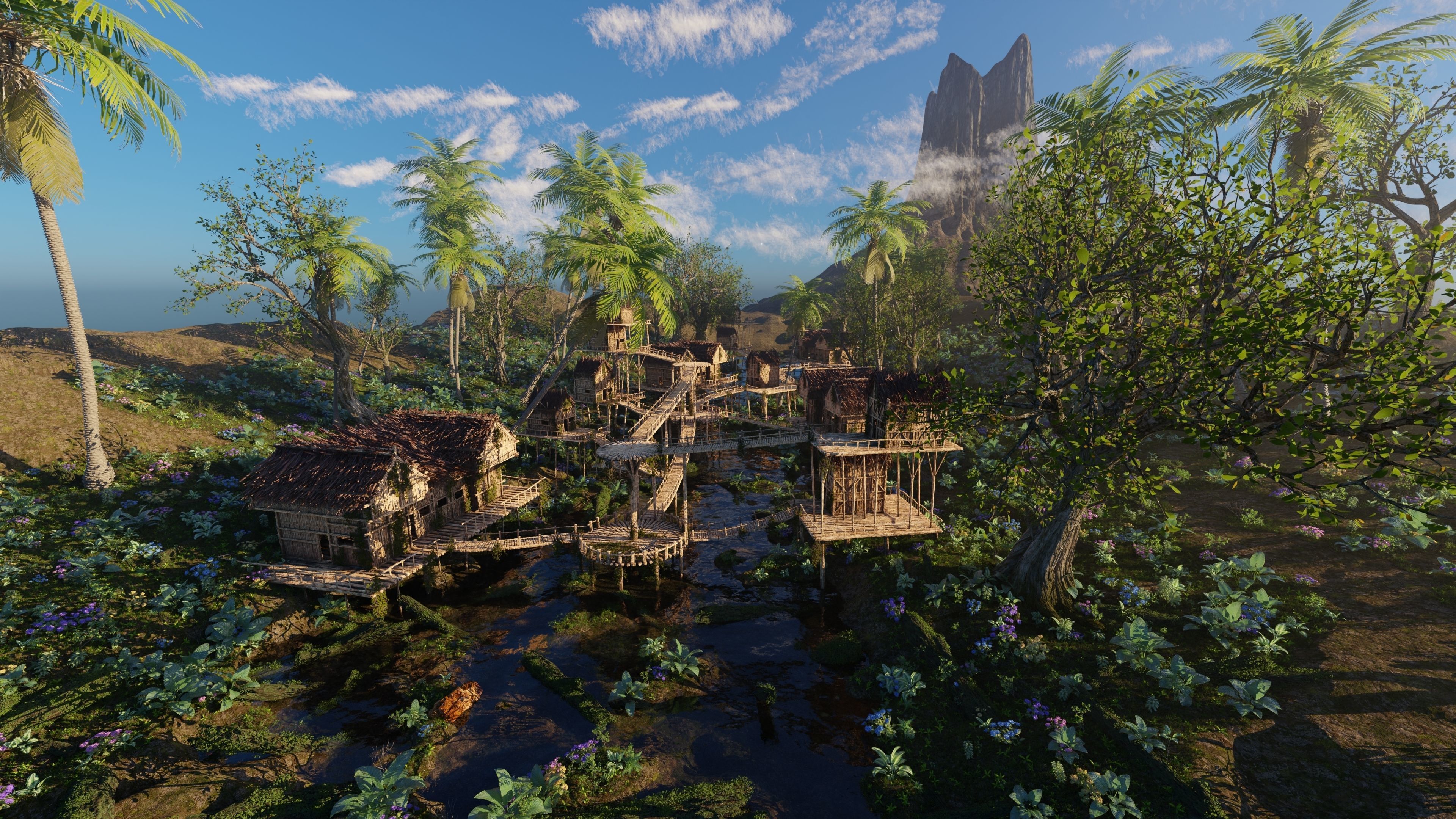 Riverside Village Scene 3D model_16