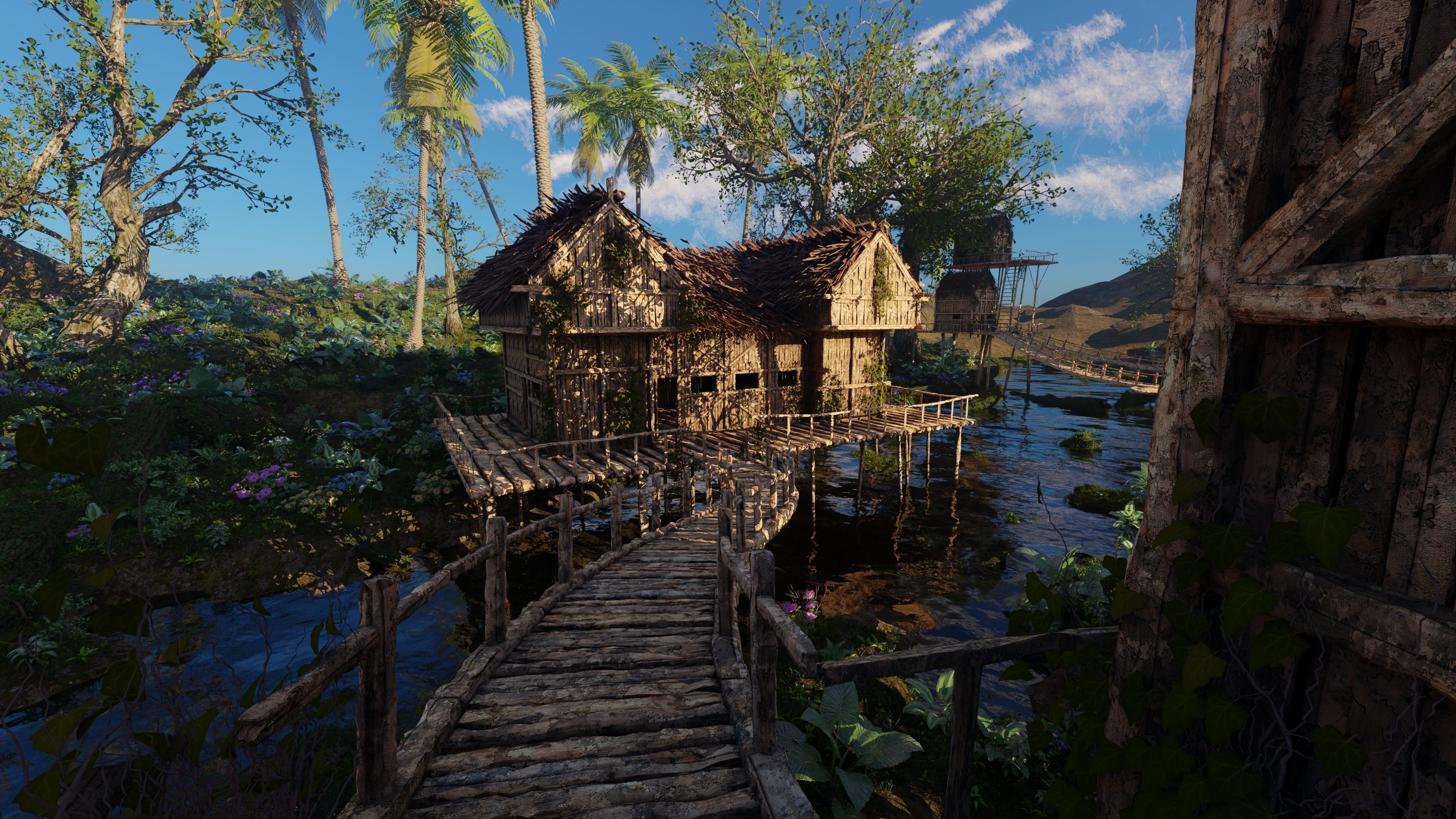 Riverside Village Scene 3D model_12