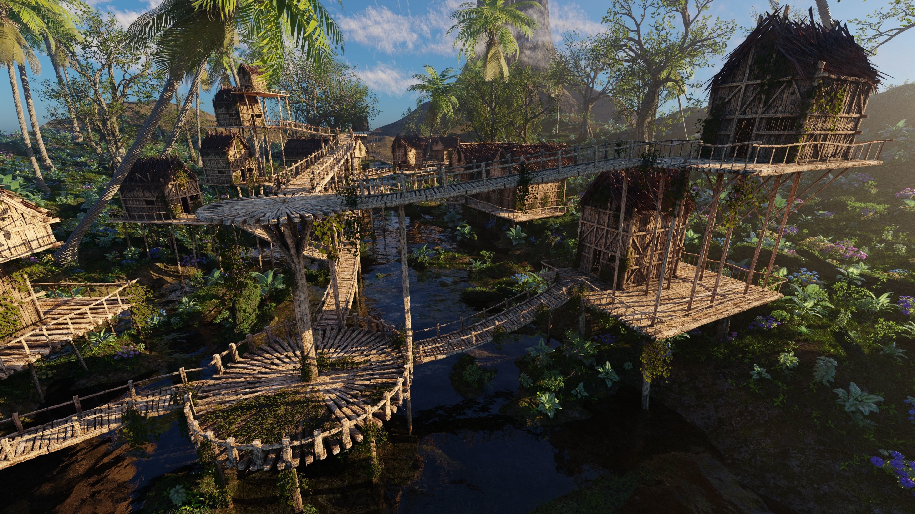 Riverside Village Scene 3D model_2