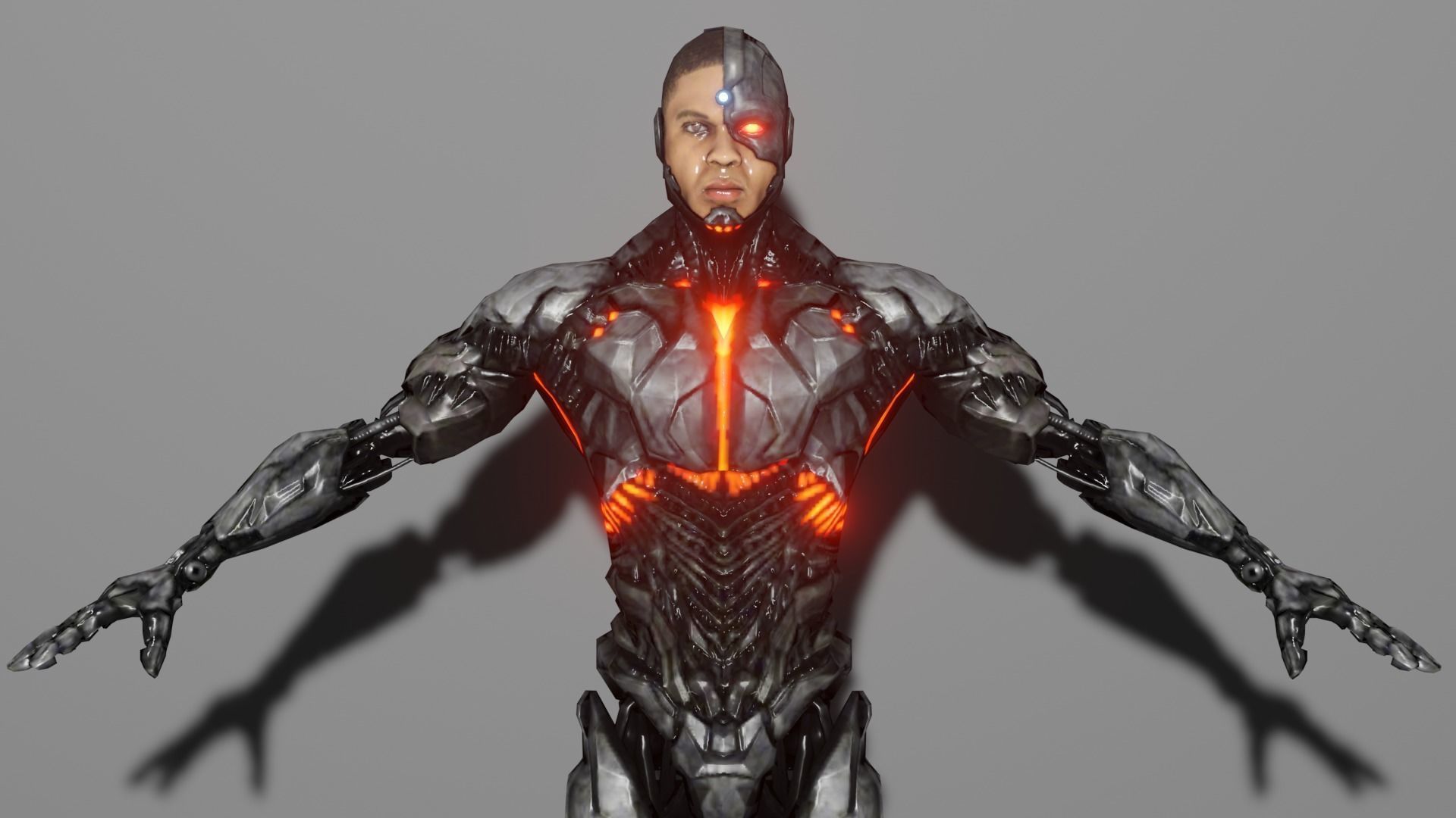 Cyborg man in futuristic suit 3D model_4
