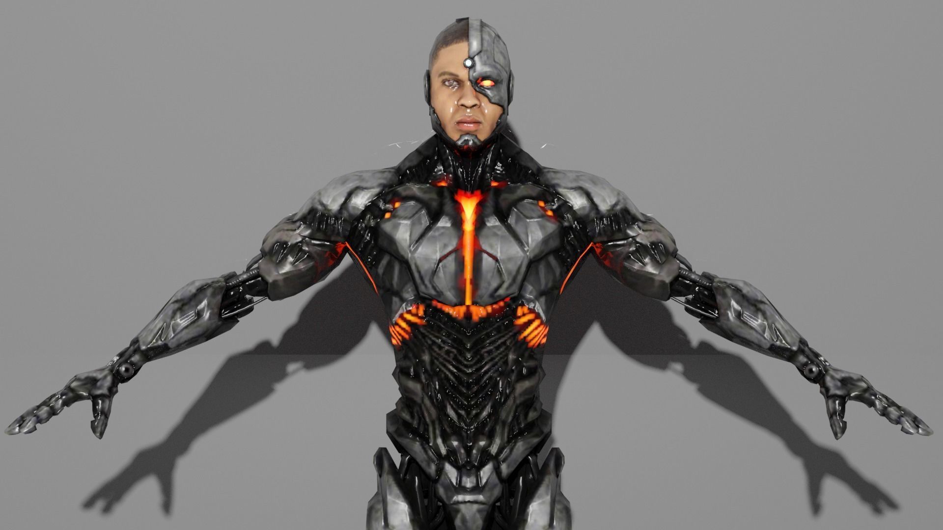 Cyborg man in futuristic suit 3D model_3