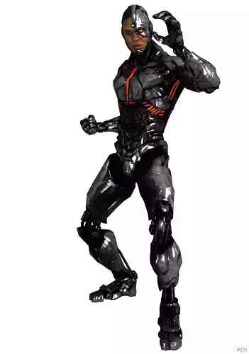 Cyborg man in futuristic suit 3D model